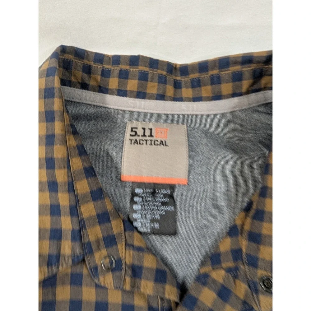 5.11 Tactical Shirt Mens 2XL Snap‎ Up Brown Plaid Long Sleeve Workwear